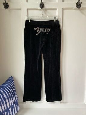 Vintage Juicy Couture | Black Velour Bling Track Pants